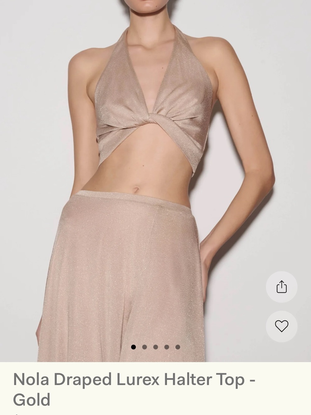 Meshki Nola Draped Lurex Halter Bandeau - Gold